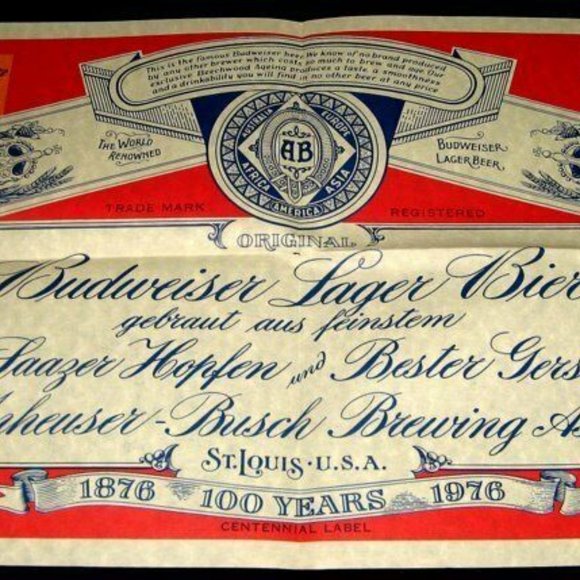 VINTAGE BUDWEISER MEMORABILIA!  This is AN ORIGINAL 1976 LABEL POSTER - Picture 1 of 2